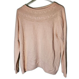 Croft & Barrow Women’s Light Pink Sweater L | Cozy Ribbed Pullover